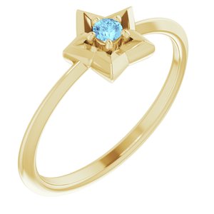 14K Yellow 3 mm Round March Youth Star Birthstone Ring-653419:607:P-ST-WBC