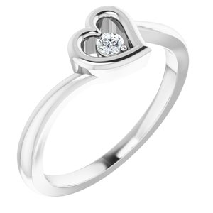 Sterling Silver 2.5 mm Round Cubic Zirconia Heart Ring Size 8-69848:103:P-ST-WBC