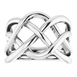 Sterling Silver Criss-Cross Ring-652120:60003:P-ST-WBC