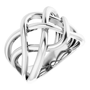 Sterling Silver Criss-Cross Ring-652120:60003:P-ST-WBC