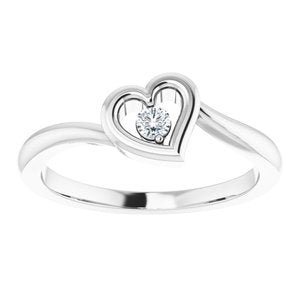 Sterling Silver 2.5 mm Round Cubic Zirconia Heart Ring Size 6-69848:101:P-ST-WBC