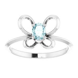 14K White 4x3 mm Oval December Youth Butterfly Birthstone Ring   -653415:632:P-ST-WBC