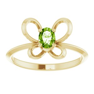 14K Yellow 4x3 mm Oval August Youth Butterfly Birthstone Ring   -653415:619:P-ST-WBC