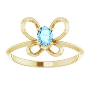 14K Yellow 4x3 mm Oval March Youth Butterfly Birthstone Ring   -653415:607:P-ST-WBC