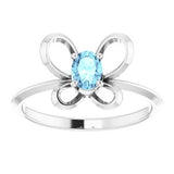 14K White 4x3 mm Oval March Youth Butterfly Birthstone Ring   -653415:608:P-ST-WBC