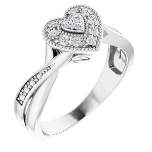 Sterling Silver Cubic Zirconia Criss-Cross Heart Ring Size 8-69870:108:P-ST-WBC