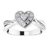 Sterling Silver Cubic Zirconia Criss-Cross Heart Ring Size 8-69870:108:P-ST-WBC