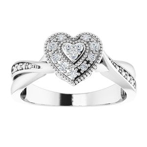 Sterling Silver Cubic Zirconia Criss-Cross Heart Ring Size 5-69870:105:P-ST-WBC