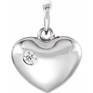 Sterling Silver .05 CT Diamond 16.75x12.15 mm Heart Pendant-85894:6016:P-ST-WBC