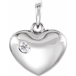 14K White .05 CT Diamond 16.75x12.15 mm Heart Pendant-85894:6010:P-ST-WBC