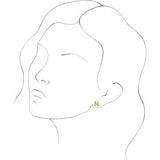 14K Yellow Single Initial N Earring-86800:180:P-ST-WBC