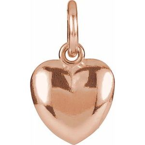 14K Rose 15.5x8.9 mm Puffed Heart Charm with Jump Ring-85466:100201:P-ST-WBC