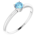 14K White 3 mm Round Imitation Aquamarine Birthstone Ring Size 3-19399:128:P-ST-WBC