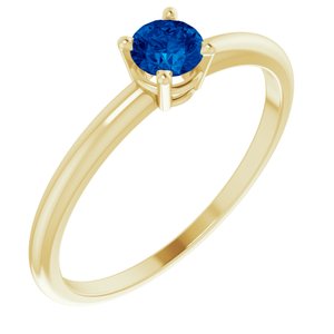 14K Yellow 3 mm Round Blue Sapphire Birthstone Ring Size 3-19399:60007:P-ST-WBC