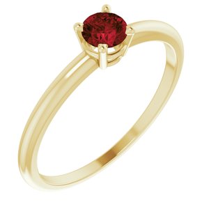 14K Yellow 3 mm Round Imitation Mozambique Garnet Birthstone Ring Size 3-19399:125:P-ST-WBC