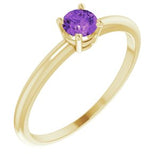 14K Yellow 3 mm Round Imitation Amethyst Birthstone Ring Size 3-19399:127:P-ST-WBC