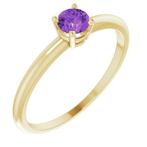 14K Yellow 3 mm Round Imitation Amethyst Birthstone Ring Size 3-19399:127:P-ST-WBC