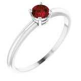 14K White 3 mm Round Imitation Garnet Birthstone Ring Size 3-19399:124:P-ST-WBC