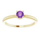 14K Yellow 3 mm Round Imitation Amethyst Birthstone Ring Size 3-19399:127:P-ST-WBC