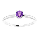 14K White 3 mm Round Imitation Amethyst Birthstone Ring Size 3-19399:126:P-ST-WBC