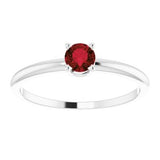 14K White 3 mm Round Imitation Garnet Birthstone Ring Size 3-19399:124:P-ST-WBC