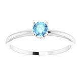 14K White 3 mm Round Imitation Aquamarine Birthstone Ring Size 3-19399:128:P-ST-WBC