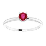 14K White 3 mm Round Ruby Birthstone Ring Size 3-19399:60004:P-ST-WBC