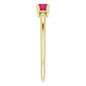 14K Yellow 3 mm Round Ruby Birthstone Ring Size 3-19399:60005:P-ST-WBC