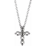 Platinum 10.2x7.9 mm Cross 16-18" Necklace Mounting-R42359:203:P-ST-WBC