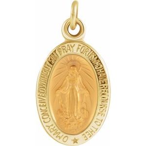 18K Yellow 29x20 mm Oval Miraculous Medal-R5020:129587:P-ST-WBC