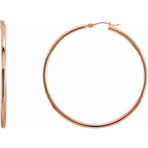 14K Rose 47 mm Hoop Earrings-20270:6010:P-ST-WBC