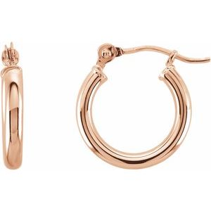 14K Rose 13 mm Hoop Earrings-20270:6020:P-ST-WBC