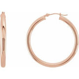 14K Rose 35 mm Tube Hoop Earrings-20826:6005:P-ST-WBC