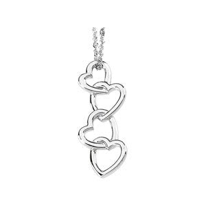 Sterling Silver Linked Hearts Pendant -83010:303947:P-ST-WBC