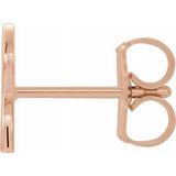 14K Rose Single Initial R Earring-86800:205:P-ST-WBC