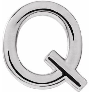 Sterling Silver Single Initial Q Earring-86800:201:P-ST-WBC