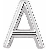 Sterling Silver Single Initial A Earring-86800:105:P-ST-WBC