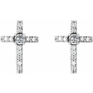Platinum 1/8 CTW Diamond Cross Earrings  -R17021:668:P-ST-WBC