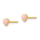 Inverness 24k Plated Pink Enamel Heart Earrings-WBC-840E/1
