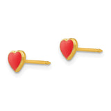 Inverness 24k Plated Red Enamel Heart Earrings-WBC-840E/2