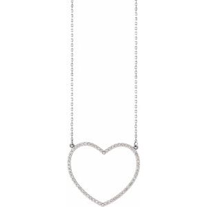 14K White 3/8 CTW Diamond Large Heart 16" Necklace-66415:100007:P-ST-WBC