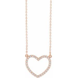 14K Rose 1/5 CTW Diamond Small Heart 16" Necklace-66415:100008:P-ST-WBC