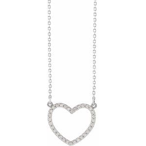 14K White 1/5 CTW Diamond Small Heart 16" Necklace-66415:100006:P-ST-WBC