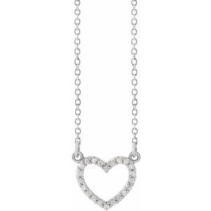 14K White 1/10 CTW Diamond Petite Heart 16" Necklace-66415:100001:P-ST-WBC