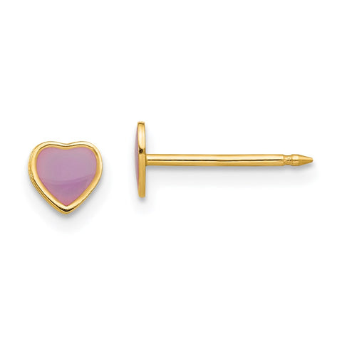 Inverness 14k Epoxy Fill Purple Heart Earrings-WBC-843E