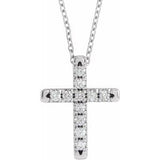 Platinum 1/3 CTW Diamond French-Set Cross 16-18" Necklace-R42382:708:P-ST-WBC