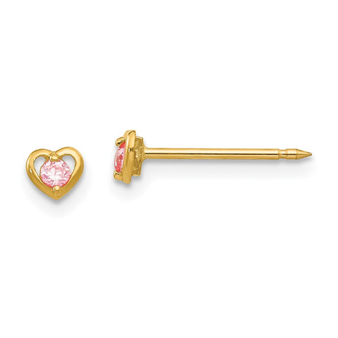 Inverness 14k Heart w/Pink CZ Earrings-WBC-849E
