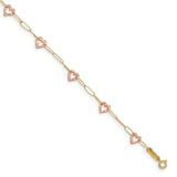 14k Two-tone Adjustable Heart 9in Plus 1in extension Anklet-WBC-ANK171-9