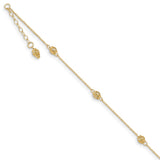 14k Bead 9in Plus 1in ext. Anklet-WBC-ANK227-10