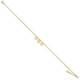14k 3 Hearts 10inch Plus 1 inch Extension Anklet-WBC-ANK233-11